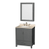 Wyndham Collection Sheffield 30" Free Standing Single Basin Vanity Set with Cabinet, Marble Vanity Top, and Medicine Cabinet Dark Gray / Ivory Top