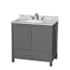 Wyndham Collection Sheffield 36" Free Standing Single Basin Vanity Set with Cabinet and Marble Vanity Top Dark Gray / White Carrara Marble Top / Brushed Chrome Hardware