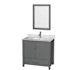 Wyndham Collection Sheffield 36" Free Standing Single Basin Vanity Set with Cabinet, Marble Vanity Top, and Framed Mirror Dark Gray / White Carrara Marble Top / Brushed Chrome Hardware