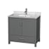Wyndham Collection Sheffield 36" Free Standing Single Basin Vanity Set with Cabinet and Marble Vanity Top Dark Gray / White Carrara Marble Top / Brushed Chrome Hardware