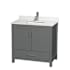Wyndham Collection Sheffield 36" Free Standing Single Basin Vanity Set with Cabinet and Quartz Vanity Top Dark Gray / Giotto Quartz Top / Brushed Chrome Hardware