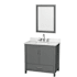 Wyndham Collection Sheffield 36" Free Standing Single Basin Vanity Set with Cabinet, Quartz Vanity Top, and Framed Mirror Dark Gray / Giotto Quartz Top / Brushed Chrome Hardware