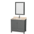 Wyndham Collection Sheffield 36" Free Standing Single Basin Vanity Set with Cabinet, Marble Vanity Top, and Medicine Cabinet Dark Gray / Ivory Top