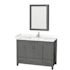 Wyndham Collection Sheffield 48" Free Standing Single Basin Vanity Set with Hardwood Cabinet, Cultured Marble Vanity Top, and Medicine Cabinet Dark Gray / Carrara Cultured Marble Top / Brushed Chrome Hardware