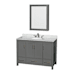 Wyndham Collection Sheffield 48" Freestanding Single Basin Vanity Set with Hardwood Cabinet, Marble Vanity Top, and Medicine Cabinet Dark Gray / White Carrara Marble Top / Brushed Chrome Hardware