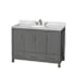 Wyndham Collection Sheffield 48" Free Standing Single Basin Vanity Set with Cabinet and Marble Vanity Top Dark Gray / White Carrara Marble Top / Brushed Chrome Hardware