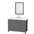 Wyndham Collection Sheffield 48" Free Standing Single Basin Vanity Set with Cabinet, Quartz Vanity Top, and Framed Mirror Dark Gray / Giotto Quartz Top / Brushed Chrome Hardware