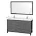 Wyndham Collection Sheffield 60" Free Standing Double Basin Vanity Set with Cabinet, Cultured Marble Vanity Top, and Framed Mirror Dark Gray / Carrara Cultured Marble Top / Brushed Chrome Hardware