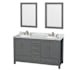 Wyndham Collection Sheffield 60" Free Standing Double Basin Vanity Set with Hardwood Cabinet, Marble Vanity Top, Framed Mirrors, and Undermount Oval Sinks Dark Gray / White Carrara Marble Top / Brushed Chrome Hardware