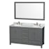 Wyndham Collection Sheffield 60" Free Standing Double Basin Vanity Set with Cabinet, Marble Vanity Top, and Framed Mirror Dark Gray / White Carrara Marble Top / Brushed Chrome Hardware