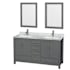 Wyndham Collection Sheffield 60" Free Standing Double Basin Vanity Set with Hardwood Cabinet, Marble Vanity Top, Framed Mirrors, and Undermount Rectangular Sinks Dark Gray / White Carrara Marble Top / Brushed Chrome Hardware