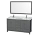 Wyndham Collection Sheffield 60" Free Standing Double Basin Vanity Set with Cabinet, Marble Vanity Top, and Framed Mirror Dark Gray / White Carrara Marble Top / Brushed Chrome Hardware