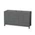 Wyndham Collection Sheffield 60" Double Free Standing Vanity Cabinet Only - Less Vanity Top Dark Gray / Brushed Chrome Hardware