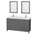 Wyndham Collection Sheffield 60" Free Standing Double Basin Vanity Set with Cabinet, Quartz Vanity Top, and Framed Mirror Dark Gray / Giotto Quartz Top / Brushed Chrome Hardware