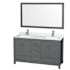 Wyndham Collection Sheffield 60" Free Standing Double Basin Vanity Set with Cabinet, Quartz Vanity Top, and Framed Mirror Dark Gray / Giotto Quartz Top / Brushed Chrome Hardware