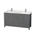Wyndham Collection Sheffield 60" Free Standing Double Basin Vanity Set with Cabinet and Quartz Vanity Top Dark Gray / Giotto Quartz Top / Brushed Chrome Hardware