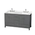 Wyndham Collection Sheffield 60" Free Standing Double Basin Vanity Set with Cabinet and Quartz Vanity Top Dark Gray / Giotto Quartz Top / Brushed Chrome Hardware