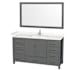 Wyndham Collection Sheffield 60" Free Standing Single Basin Vanity Set with Cabinet, Cultured Marble Vanity Top, and Framed Mirror Dark Gray / Carrara Cultured Marble Top / Brushed Chrome Hardware