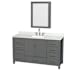 Wyndham Collection Sheffield 60" Free Standing Single Basin Vanity Set with Cabinet, Quartz Vanity Top, and Medicine Cabinet Dark Gray / Giotto Quartz Top / Brushed Chrome Hardware