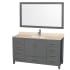 Wyndham Collection Sheffield 60" Free Standing Single Basin Vanity Set with Cabinet, Marble Vanity Top, and Framed Mirror Dark Gray / Ivory Top
