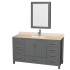 Wyndham Collection Sheffield 60" Free Standing Single Basin Vanity Set with Cabinet, Marble Vanity Top, and Medicine Cabinet Dark Gray / Ivory Top