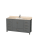 Wyndham Collection Sheffield 60" Free Standing Single Basin Vanity Set with Cabinet and Marble Vanity Top Dark Gray / Ivory Top