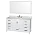 Wyndham Collection Sheffield 60" Free Standing Single Basin Vanity Set with Wood Cabinet, Marble Vanity Top, and Framed Mirror White / White Carrara Marble Top / Brushed Chrome Hardware