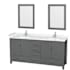 Wyndham Collection Sheffield 72" Free Standing Double Basin Vanity Set with Cabinet, Cultured Marble Vanity Top, and Framed Mirrors Dark Gray / Carrara Cultured Marble Top / Brushed Chrome Hardware