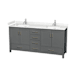 Wyndham Collection Sheffield 72" Free Standing Double Basin Vanity Set with Cabinet and Cultured Marble Vanity Top Dark Gray / Carrara Cultured Marble Top / Brushed Chrome Hardware