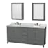 Wyndham Collection Sheffield 72" Free Standing Double Basin Vanity Set with Cabinet, Marble Vanity Top, and Medicine Cabinets Dark Gray / White Carrara Marble Top / Brushed Chrome Hardware