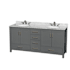 Wyndham Collection Sheffield 72" Free Standing Double Basin Vanity Set with Cabinet and Marble Vanity Top Dark Gray / White Carrara Marble Top / Brushed Chrome Hardware