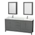 Wyndham Collection Sheffield 72" Free Standing Double Basin Vanity Set with Cabinet, Quartz Vanity Top, and Medicine Cabinet Dark Gray / Giotto Quartz Top / Brushed Chrome Hardware