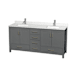 Wyndham Collection Sheffield 72" Free Standing Double Basin Vanity Set with Cabinet and Quartz Vanity Top Dark Gray / Giotto Quartz Top / Brushed Chrome Hardware