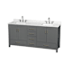 Wyndham Collection Sheffield 72" Free Standing Double Basin Vanity Set with Cabinet and Quartz Vanity Top Dark Gray / Giotto Quartz Top / Brushed Chrome Hardware