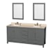 Wyndham Collection Sheffield 72" Free Standing Double Basin Vanity Set with Hardwood Cabinet, Marble Vanity Top, Framed Mirrors, and Undermount Oval Sinks Dark Gray / Ivory Top