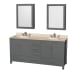 Wyndham Collection Sheffield 72" Free Standing Double Basin Vanity Set with Cabinet, Marble Vanity Top, and Medicine Cabinets Dark Gray / Ivory Top