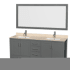 Wyndham Collection Sheffield 72" Free Standing Double Basin Vanity Set with Cabinet, Marble Vanity Top, and Framed Mirror Dark Gray / Ivory Top