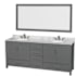 Wyndham Collection Sheffield 80" Free Standing Double Basin Vanity Set with Hardwood Cabinet, Marble Vanity Top, Mirror, and Undermount Oval Sinks Dark Gray / White Carrara Marble Top / Brushed Chrome Hardware