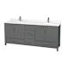 Wyndham Collection Sheffield 80" Free Standing Double Basin Vanity Set with Cabinet and Quartz Vanity Top Dark Gray / Giotto Quartz Top / Brushed Chrome Hardware