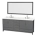 Wyndham Collection Sheffield 80" Free Standing Double Basin Vanity Set with Cabinet, Quartz Vanity Top, and Framed Mirror Dark Gray / Giotto Quartz Top / Brushed Chrome Hardware