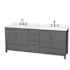 Wyndham Collection Sheffield 80" Free Standing Double Basin Vanity Set with Cabinet and Quartz Vanity Top Dark Gray / Giotto Quartz Top / Brushed Chrome Hardware