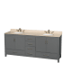 Wyndham Collection Sheffield 80" Free Standing Double Basin Vanity Set with Cabinet and Marble Vanity Top Dark Gray / Ivory Top