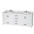 White / White Carrara Marble Top / Brushed Chrome Hardware