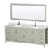 Wyndham Collection Sheffield 84" Free Standing Double Basin Vanity Set with Cabinet, Marble Vanity Top, and Framed Mirror Light Green / Brushed Nickel Hardware