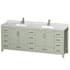 Wyndham Collection Sheffield 84" Free Standing Double Basin Vanity Set with Cabinet and Marble Vanity Top Light Green / Brushed Nickel Hardware