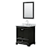 Wyndham Collection Deborah 30" Free Standing Single Vanity Set with Wood Cabinet, Marble Vanity Top, and Framed Mirror Dark Espresso / White Carrara Marble Top / Polished Chrome Hardware