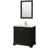 Wyndham Collection Deborah 36" Free Standing Single Basin Vanity Set with Cultured Marble Vanity Top and Framed Mirror Dark Espresso / Carrara Cultured Marble Top / Polished Chrome Hardware