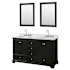 Wyndham Collection Deborah 60" Free Standing Double Vanity Set with Wood Cabinet, Marble Vanity Top, and Framed Mirror Dark Espresso / White Carrara Marble Top / Polished Chrome Hardware