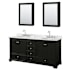 Wyndham Collection Deborah 72" Free Standing Double Vanity Set with Wood Cabinet, Marble Vanity Top, and Medicine Cabinet Dark Espresso / White Carrara Marble Top / Polished Chrome Hardware