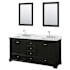 Wyndham Collection Deborah 72" Free Standing Double Vanity Set with Wood Cabinet, Marble Vanity Top, and Framed Mirror Dark Espresso / White Carrara Marble Top / Polished Chrome Hardware